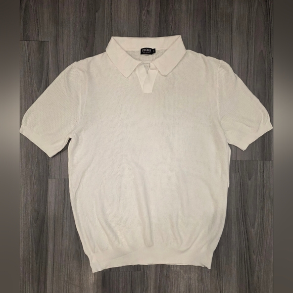 Zegna Italy Men Polo Ribbed Hem Shirt Premium Cotton Short Sleeve Ochre $1100 - Picture 7 of 16